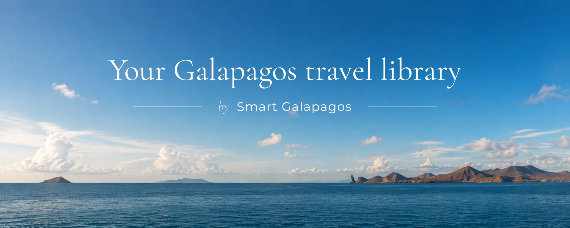 Galapagos islands across the ocean beneath a blue sky