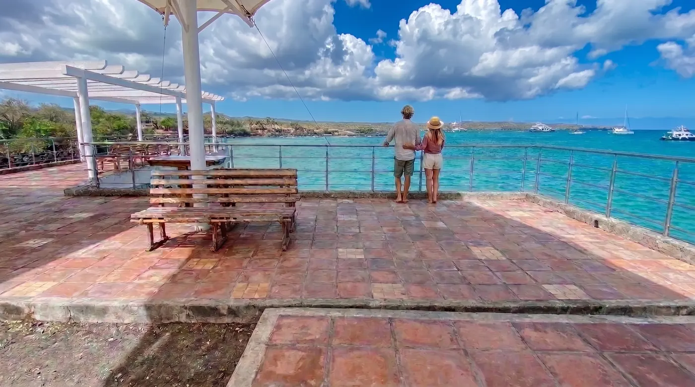 A couple enjoying ocean views along the waterfront