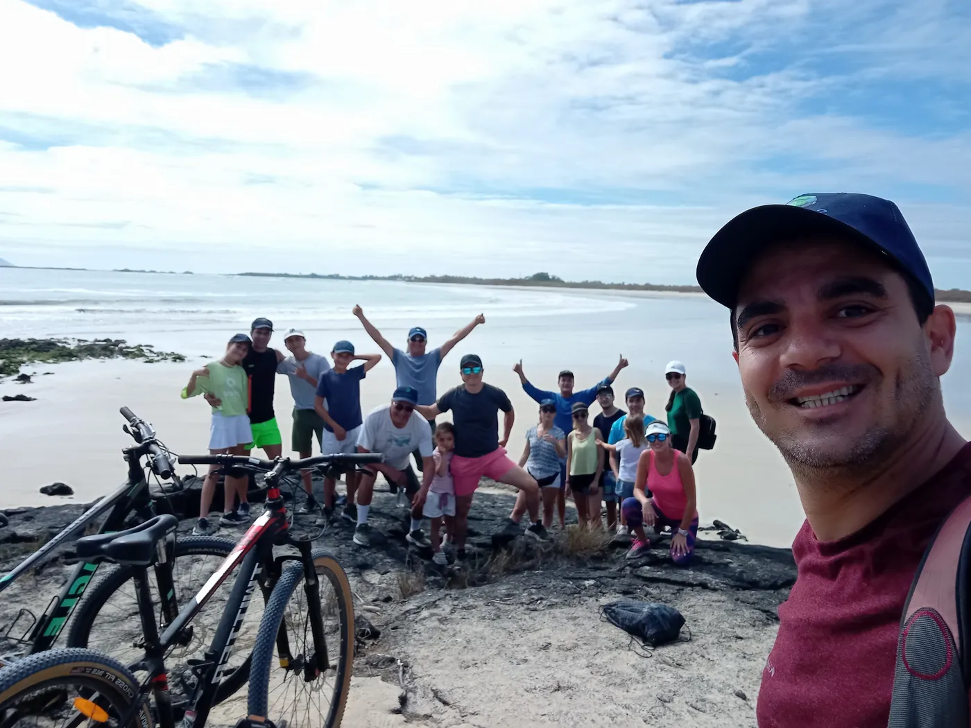 Juan Pablo, founder of Smart Galapagos, with travelers in the Galapagos